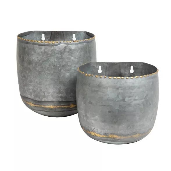 Galvanised wall mounted planters